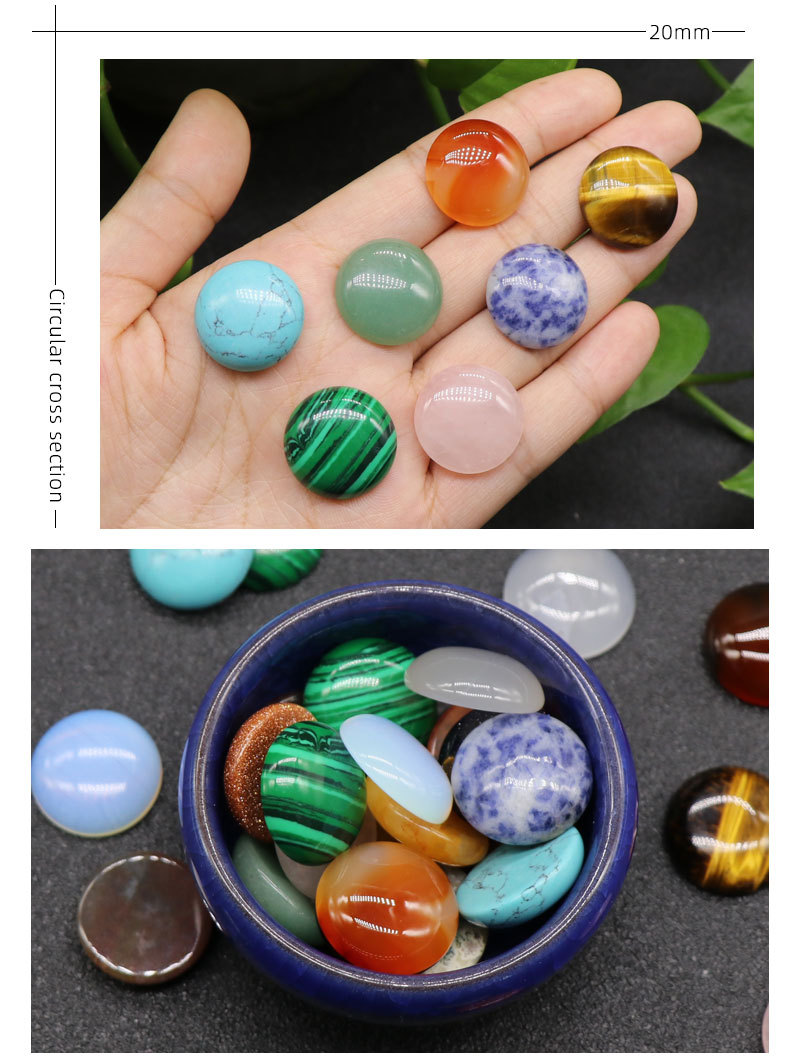 300g Weight Polishing Design White, Red, Green, Blue, Wine Red, Gold, Yellow Color 20mm Semicircle Ring Face Agate Crystal Colorful Gem Agate Stone Semicircle Bead Ring Diy Jewelry Accessories 8