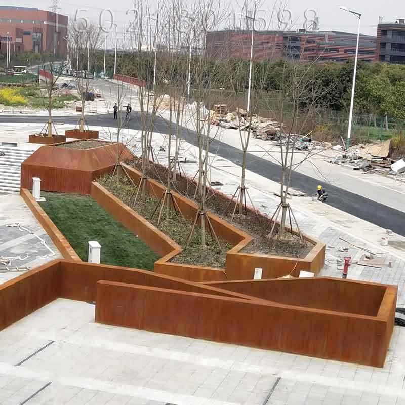 Q235NH耐候板景观花池做锈耐候钢板花池挡泥土红锈钢板花池加工