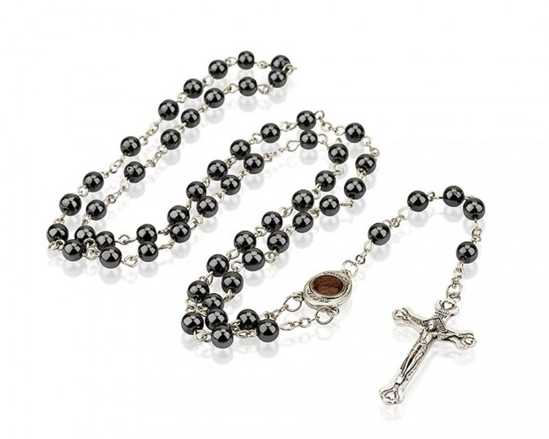 Rosary necklace for women and men non-magnetic black gallstone cross  Catholic church praying Rosary necklaces