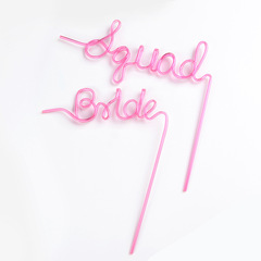 PET Creative Bride Romantic Wedding Diamond Straw Bride Letter Straw Squad