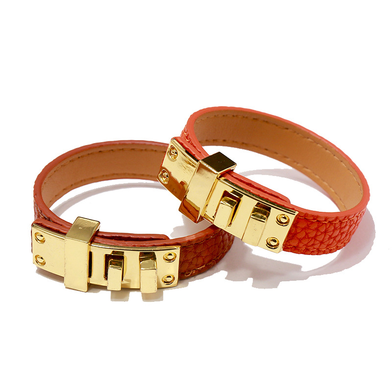 Ig Style Solid Color Pu Leather Alloy Plating Unisex Bangle display picture 3