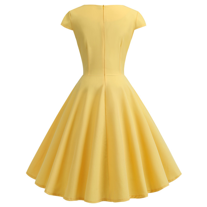 Banquet Occasion Wholesale Women's Elegant Sexy Solid Color Banquet V Neck Short Sleeve Swing Dress