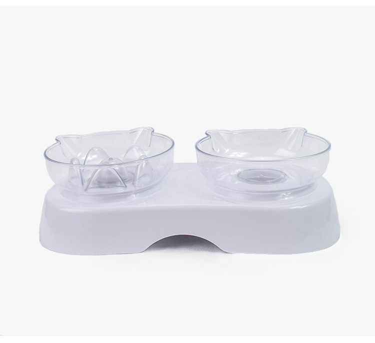 Pet products Pet products New pet products Transparent plastic eating and drinking cat bowl feeder anti-choking cat double bowl a hair replacement undefined