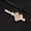 Woven hairgrip handmade, hair accessory from pearl with bow, hairpins, Korean style, internet celebrity, simple and elegant design