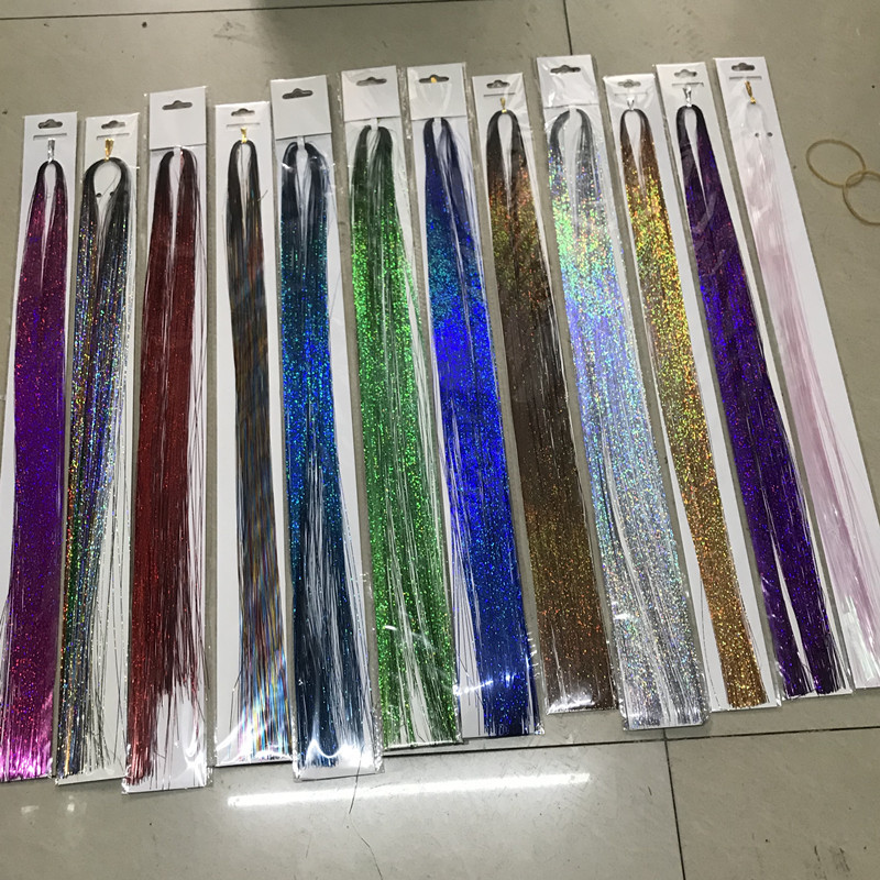 Colorful silk hair extension strip Korean style colorful wig colorful Gold strip shiny colorful hair extension strip