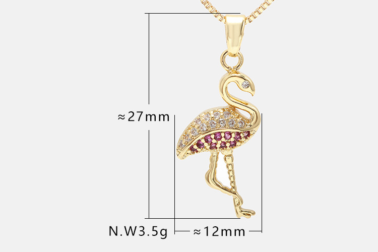 fashion diamond pendant flamingo copper necklacepicture1