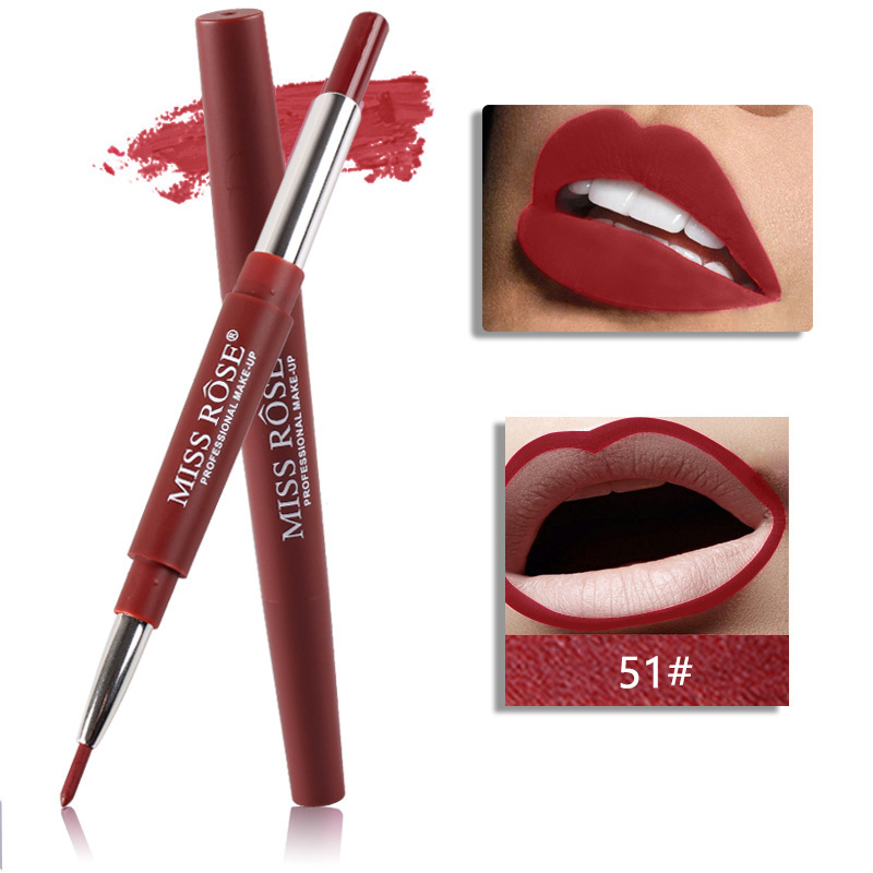 2in1 Lip Liner Lipstick Pen Waterproof Lip Pencil Batom Retro Red Lips
