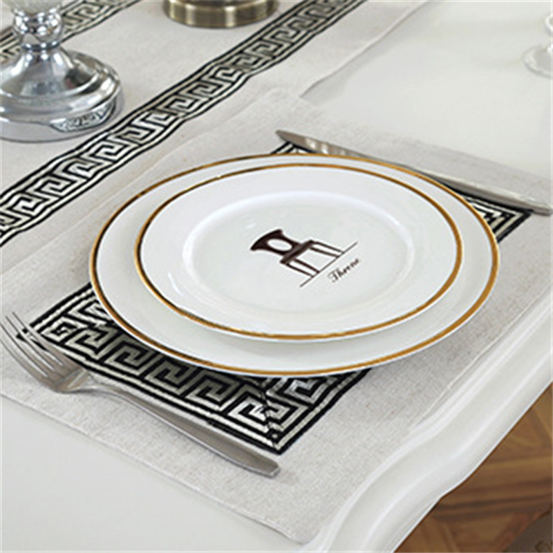 餐厅骨瓷牛扒牛排盘餐布家用陶瓷菜盘咖啡茶杯糕点碟定制logo