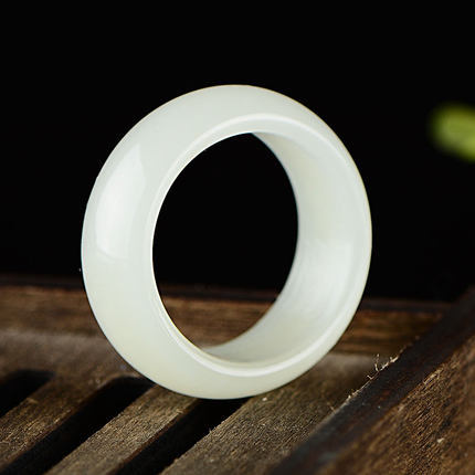 Ring with stone white jade