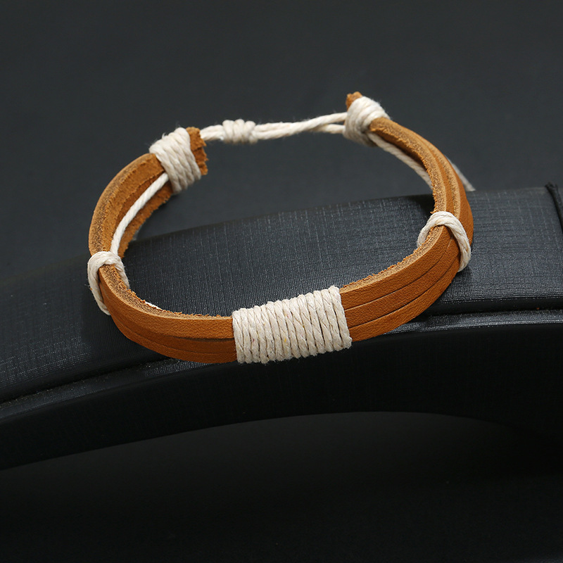 New vintage woven leather bracelet simple leather bracelet jewelry