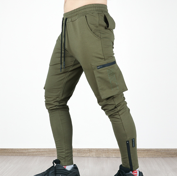 Spring and Autumn casual youth straight leg multi pocket camouflage pants, men's zippered small ankle sports pants_voghion.com