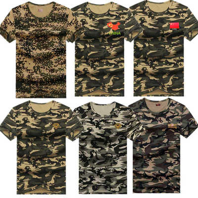 wholesale man outdoors Spring and summer camouflage student Military training Short sleeved T-shirts ventilation Sweatshirt