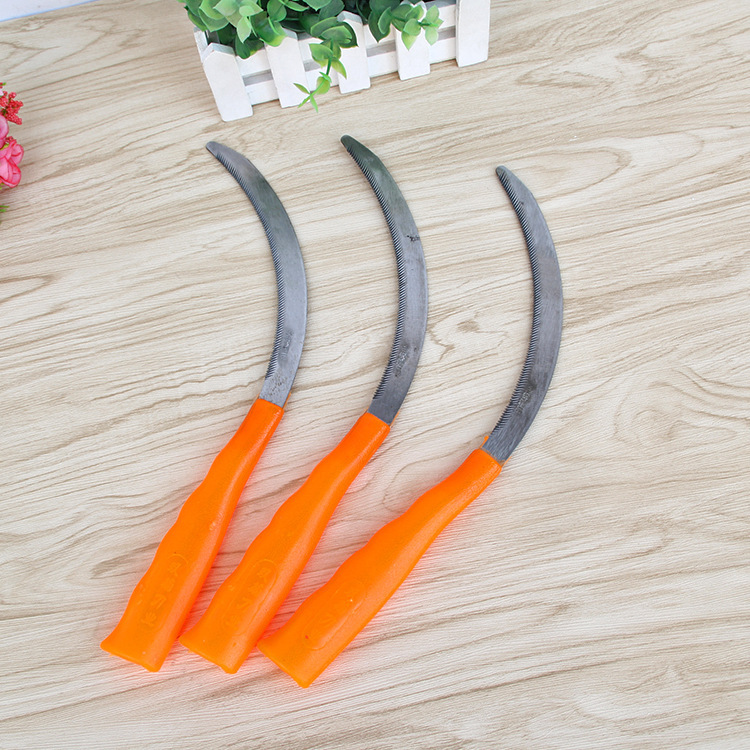 农用工具小锯镰锄全钢小锯镰镰刀锯齿割草刀 塑料柄锄草镰