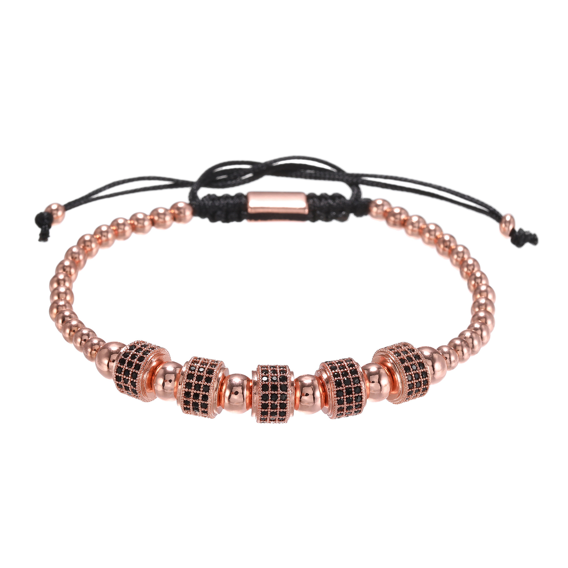 Punk Style Copper Inlaid Zirconium Bead Bracelet display picture 8