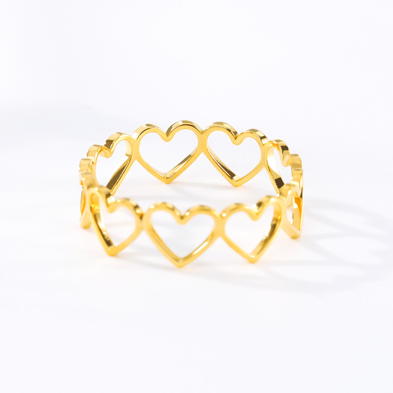 Metall Hohlherz Link Roségold Ring display picture 1
