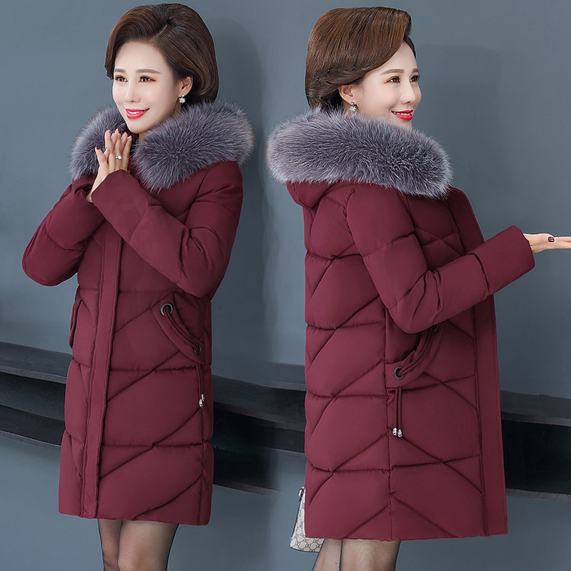 Autumn and Winter 2019 new women's mother's cotton-padded clothes Korean slim-fit thickened and fattened to increase 220kg fat mother's clothes