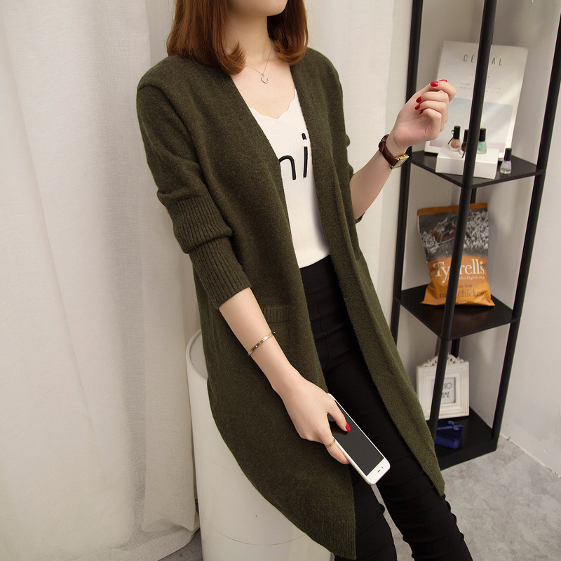 Suéter cárdigan Harajuku para mujer, estilo coreano, largo medio, ropa exterior gruesa para primavera y otoño 2025, cárdigan de punto holgado y versátil. image 11