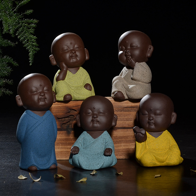 工艺品礼品家居装饰小和尚摆件禅意手工创意瓷娃娃茶宠艺术品|ms