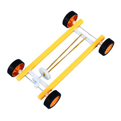 Creative small production invention scientific experiment toy student educational children DIY rubber band pull-back car wholesale