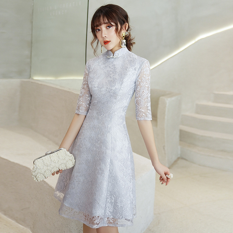 Fábrica al por mayor 2024 nuevo verano guxiu mejorado encaje cheongsam vestido fresco niña cheongsam vestido