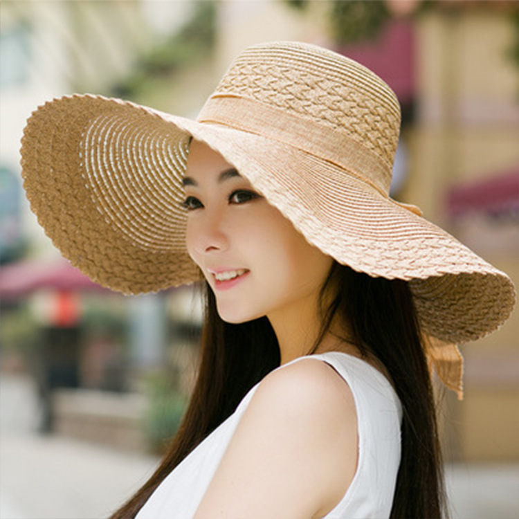 Nihaojewelry Bow Decor Big Eaves Sunscreen Straw Hat Wholesale display picture 3