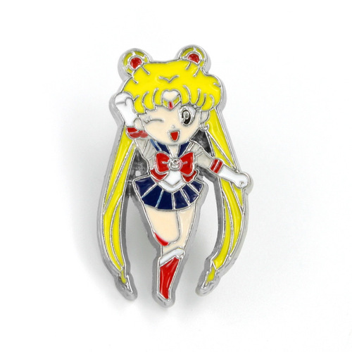 Japanese cartoon anime alloy badge Sailor Moon black cat white cat Luna brooch glue electroplating gift boutique