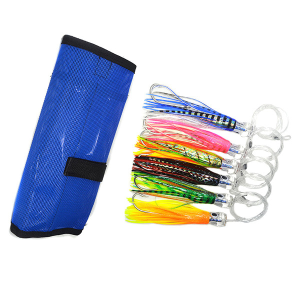 6 Colors Fishing Lures Squid Skirts Octopus Lures Soft Plastic Trolling Skirt Lure Kit Saltwater Fishing Bait for Bass Trout