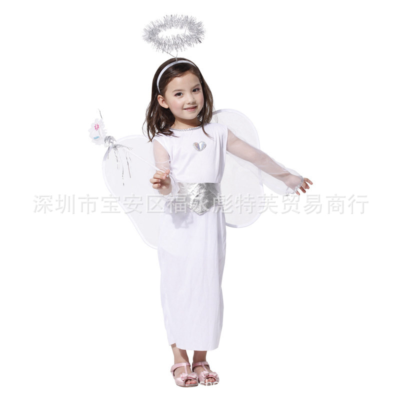 万圣节天使服儿童高雅白色天使学校话剧表演服饰幼儿园活动演出服-阿里巴巴
