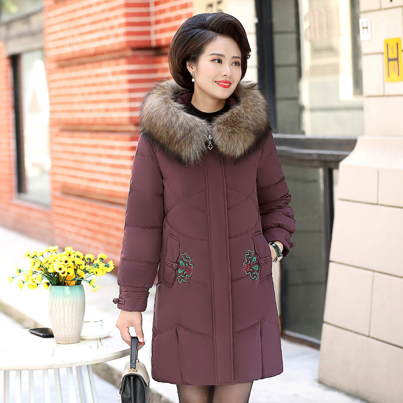 winter Mom outfit Down Cotton Mid length version Middle and old age Winter clothes keep warm coat the elderly thickening cotton-padded clothes cotton-padded jacket