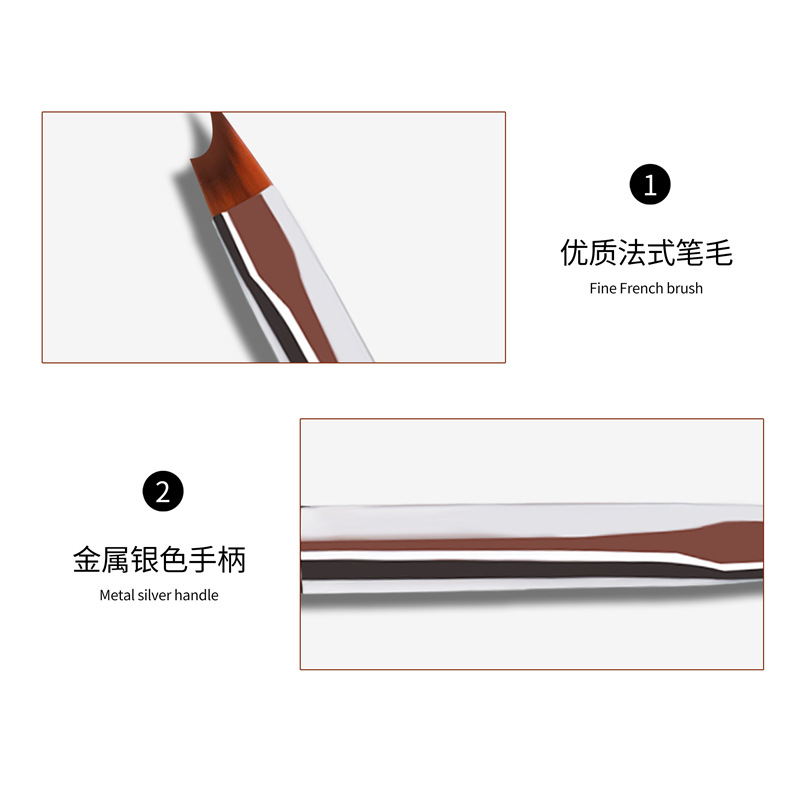 Manicura media luna cuchillo francés pluma varilla negro boca oblicua 8 # media luna francesa pluma francesa uñas pintura pluma serie