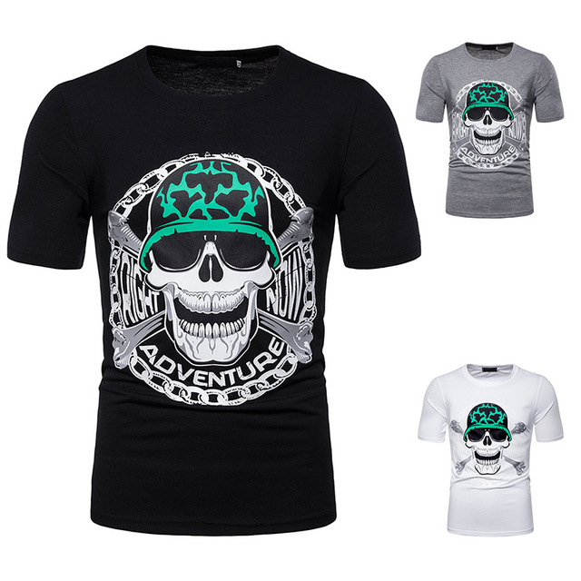 Men’s short sleeve T-shirt Chest Fashion Skull Printing Design 
