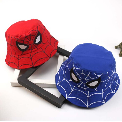 European and American Cartoon Spider-Man Fisherman Hat Versatile Boys and Girls Hats Autumn and Winter Children's Hats Large Brim Basin Hat Wholesale