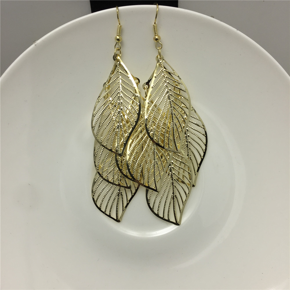 Fashion Leaf Metal Plating Women's Earrings 1 Pair display picture 3