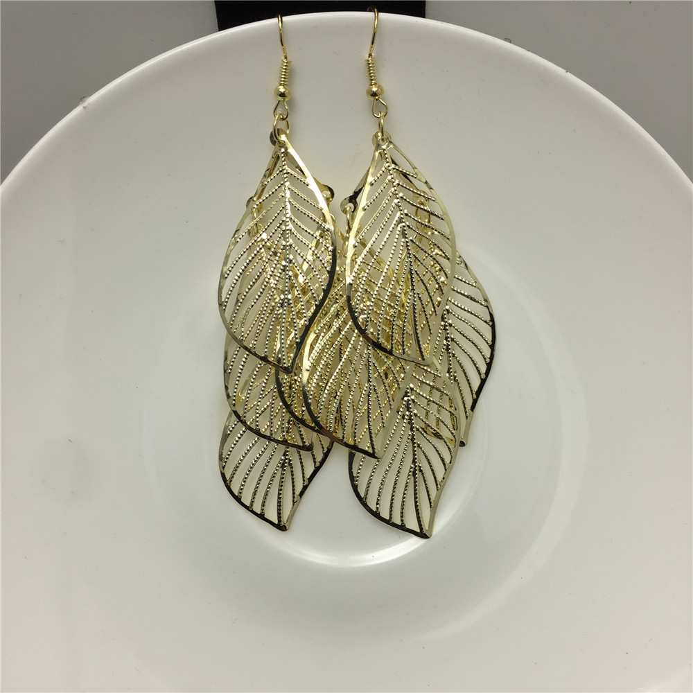 Banquet Occasion Fashion Leaf Metal Plating Women's Earrings 1 Pair