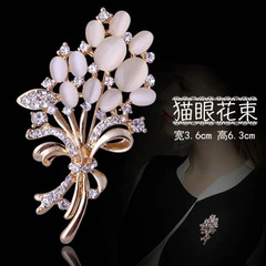 貓眼石水鑽麥穗 花朵胸針胸花女配飾胸針別針衣飾配飾品