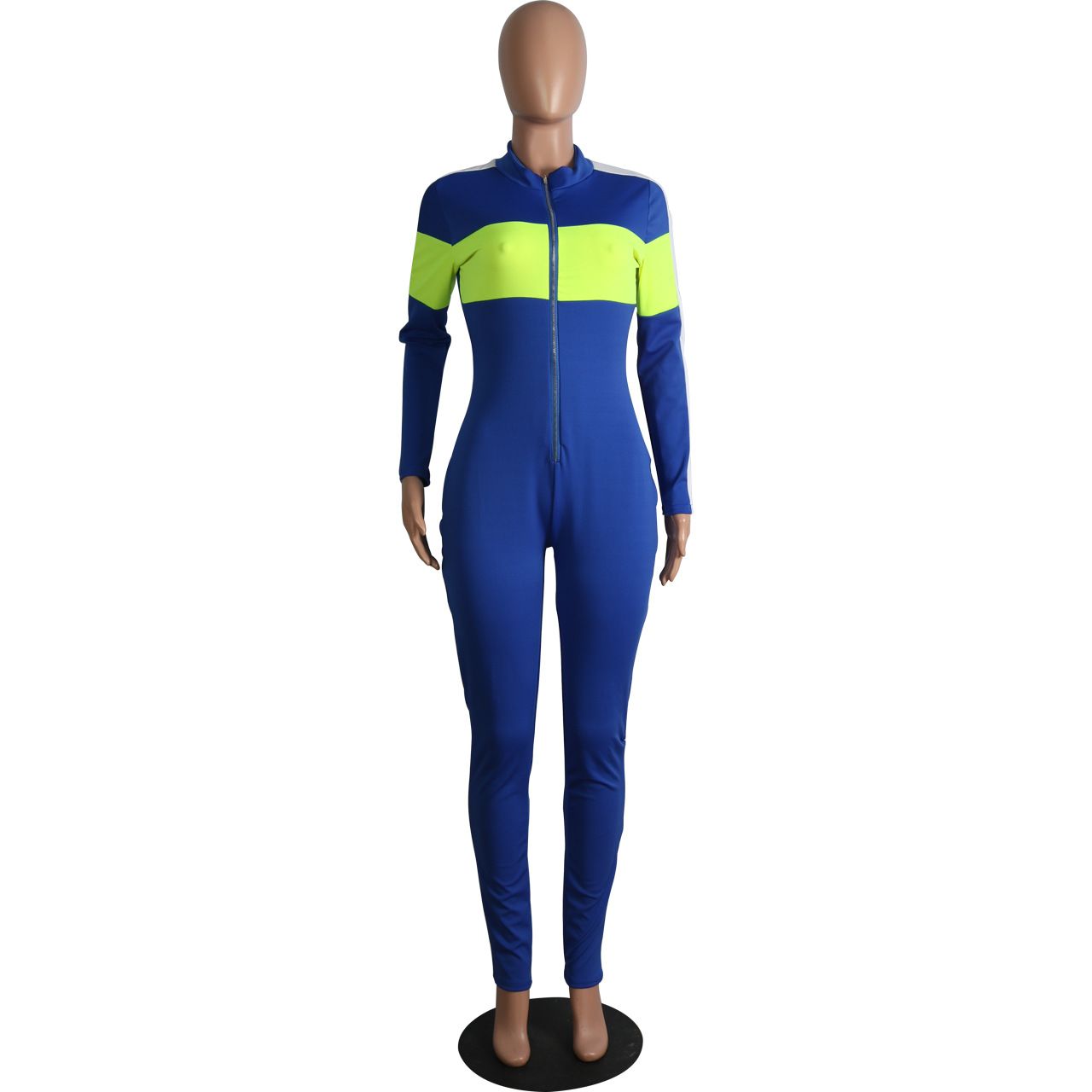 Popular Sports Deep V Plunge Multi Color Jumpsuit