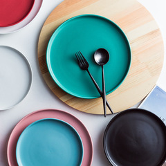創意款色釉陶瓷盤 北歐INS風啞光盤 酒店餐廳西餐盤家用餐具盤子