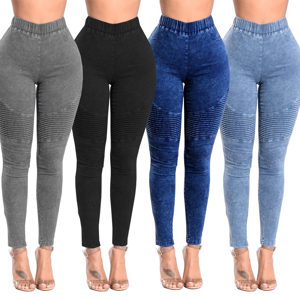 Ladies slim jeans pants women high waist