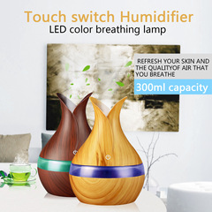 USB Two-Leaf Essential Oil Diffuser, New Flower Petal Humidifier Aroma Machine, Mini 300ml Flower Vase Diffuser