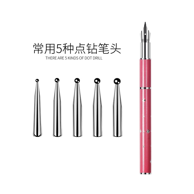Herramientas de uñas al por mayor pintura ultra fina pluma de uñas pintura pluma de rastreo pluma taladro pluma 5 tipos de cabezas se pueden reemplazar