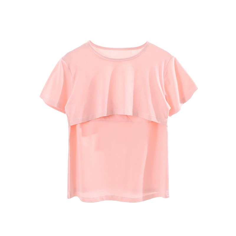 Maternity Nursing Short-Sleeve T‑Shirt, Hidden Nursing Flap, Loose Fit, L–XL