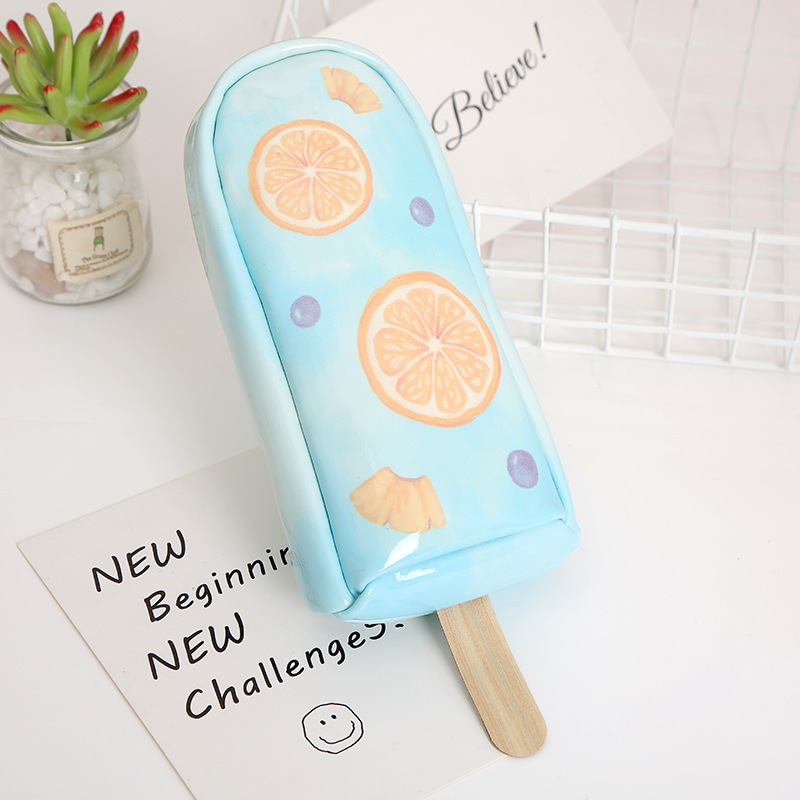 Nueva caricatura creativa snow cream pen bag gran capacidad para hombres y mujeres estudiantes PU pen bag papelería caja de lápiz de papelería detail image 11