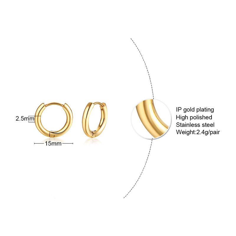 1 Stück Einfacher Stil Kreis Rostfreier Stahl Polieren Überzug Ohrringe display picture 1