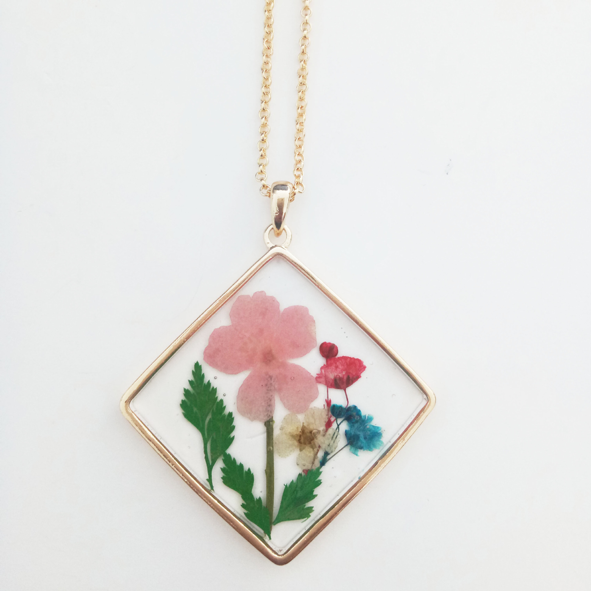 1 Piece Quantity Daily Occasion Vintage Style Cross Leaves Flower Alloy Epoxy Women's Necklace