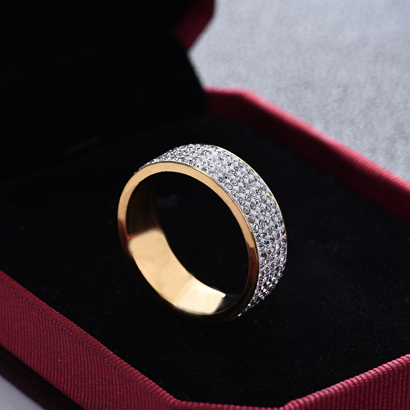 1 Piece Quantity Street Occasion Stainless Steel Material Rhombus Pattern Modern Style Rhombus Stainless Steel Gold Plated Artificial Gemstones Rings In Bulk