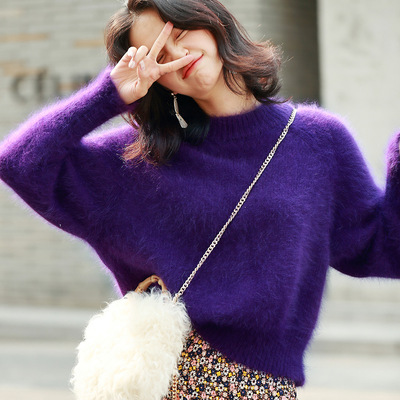 Chengyuhong 19 Mink cashmere style T-shirts Socket Easy Temperament purple Lazy Sweater sweater 3073