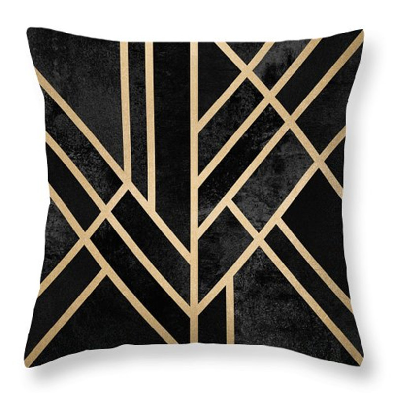 跨境几何文艺简约沙发抱枕靠枕靠垫套格子抱枕套样板房抱枕不含芯