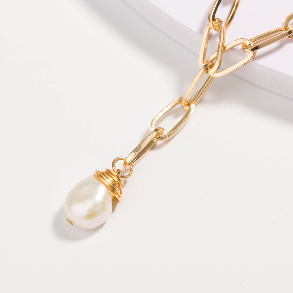 fashion multilayer necklace letter pendant pearl pendant alloy necklacepicture5