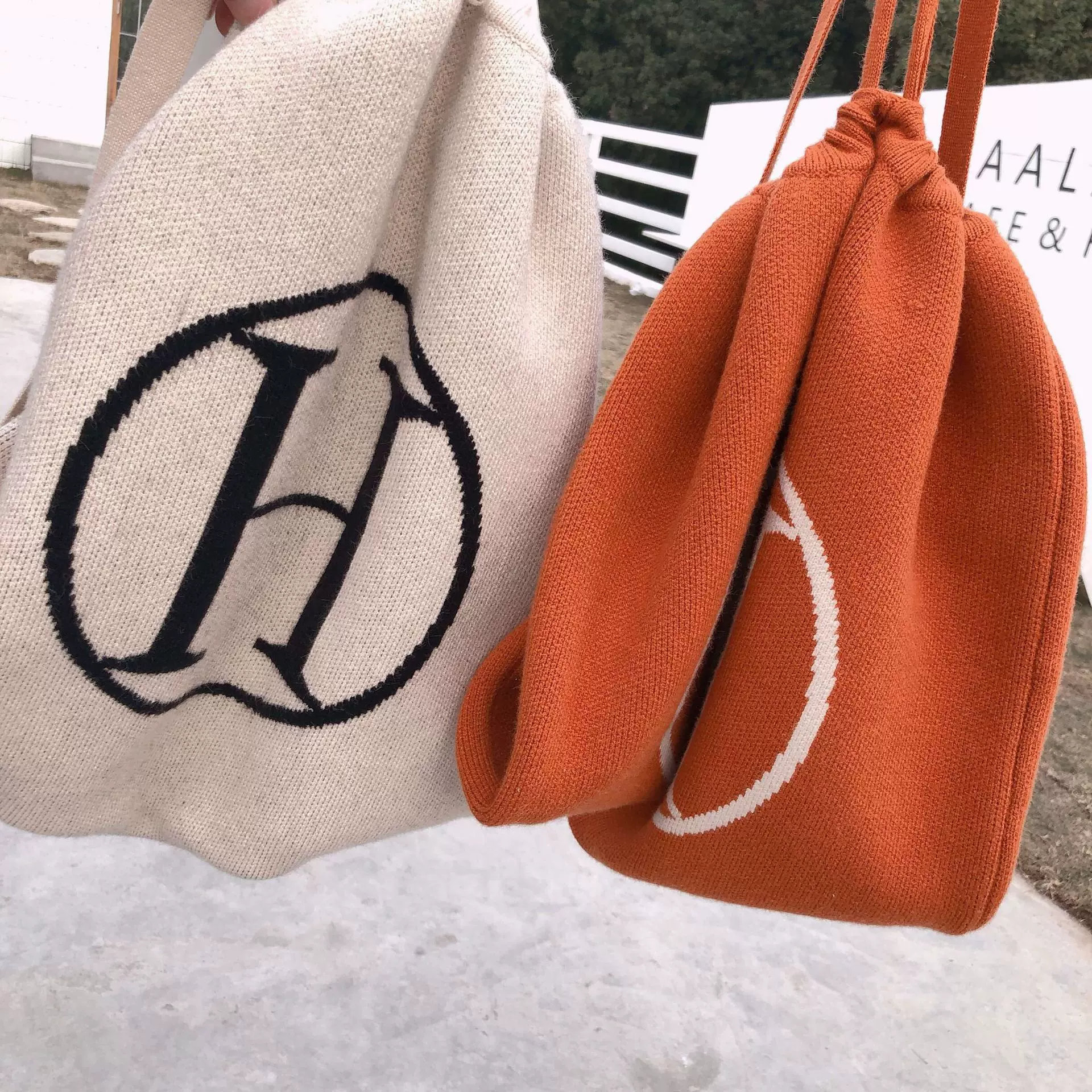 ins博主同款女手工可爱针织双肩单肩手提包毛线包慵懒购物袋简约