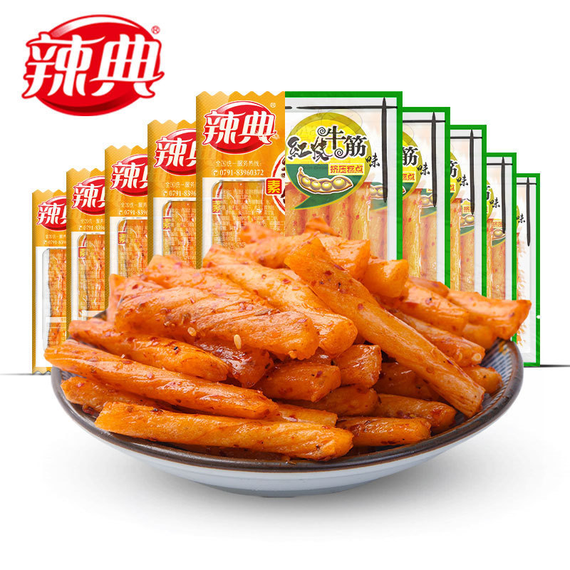 辣典廠家直銷辣條5斤/袋麻辣味牛筋味擠壓糕點休閑食品辣味零食